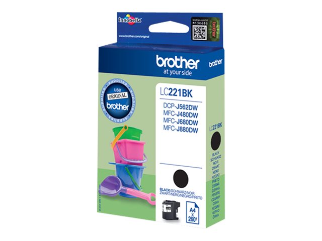 Brother LC221BK - Black - original - blister - ink cartridge - for Brother DCP-J562DW, MFC-J480DW, MFC-J680DW, MFC-J880DW