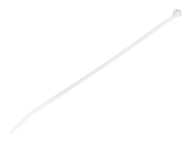 Startech 10"(25cm) Cable Ties, 1/8"(4mm) wide, 2-5/8"(68mm) Bundle Diameter, 50lb(22kg) Tensile Strength, Nylon Self Locking Zip Ties w/Curved Tip, 94V-2/UL Listed, 1000 Pack, White - Nylon 66 Plastic - TAA (CBMZT10NK) - Cable tie - 25.4 cm - white - TAA 