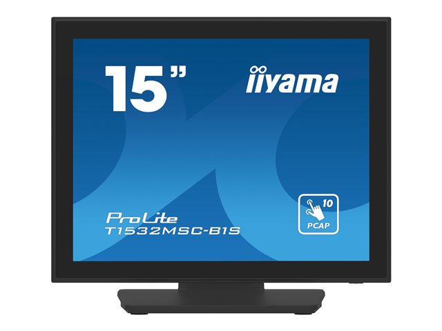 iiyama ProLite T1532MSC-B1S - LCD monitor - 15" - touchscreen - 1024 x 768 - TN - 350 cd/m² - 800:1 - 8 ms - HDMI, VGA, DisplayPort - speakers - black, matte