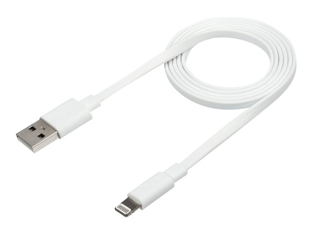 FLAT USB TO LIGHTNING CABLE 1M WHITE