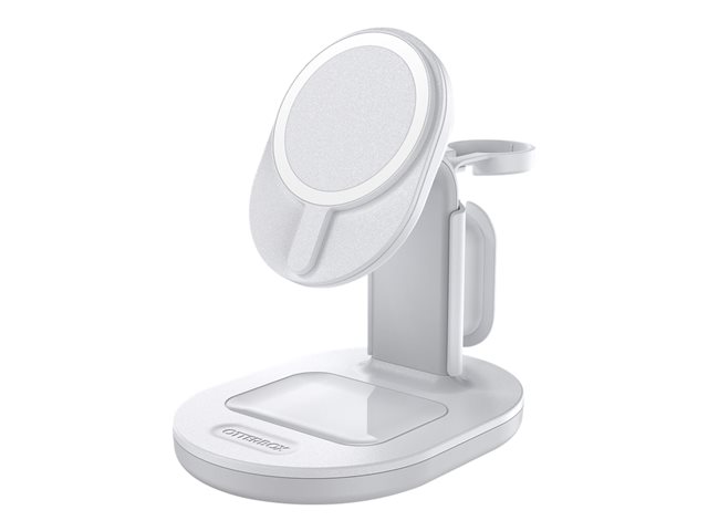 OtterBox - Wireless charging stand - 3-in-1 - 7.5 watt - PD 2.0, PD 3.0 - lucid dreamer (white) - for Apple AirPods with MagSafe Charging Case, AirPods Pro, iPhone 12, 13, 14