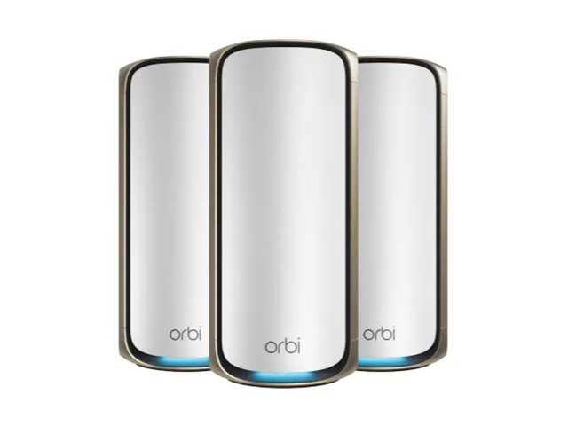 NETGEAR Orbi 970 Series RBE973S - Wi-Fi system - (router, 2 extenders) - up to 8,200 sq.ft - mesh 10GbE, 2.5GbE, Wi-Fi 7 Quad-Band