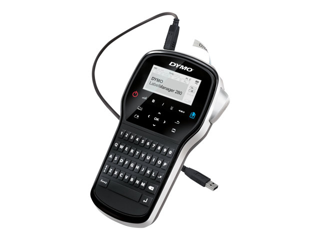 DYMO LabelManager 280 S0968960 Label Printer. Rechargeable battery pack, Large screen with print preview, Stores up to 9 frequently used labels, Create batches of labels quickly - print up to 10 copies of the same label, easy navigation, quick access butt