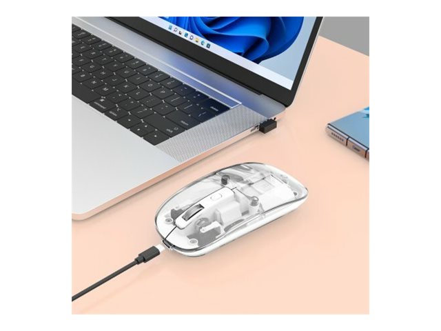 TRANSPARENT/WHITE WIRELES MOUSE 2.4GHZ BLACK USB-A 1200DPI