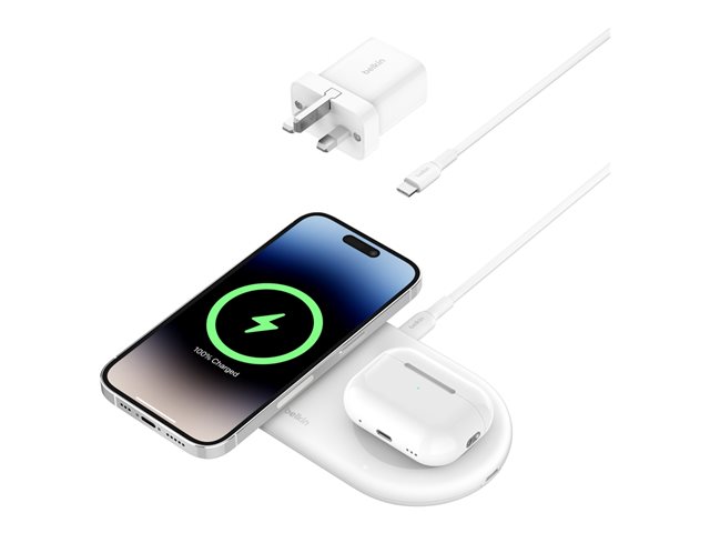 BOOST CHARGE PRO 2IN1 QI2 15W MAGNETIC CHARGING PAD WHITE