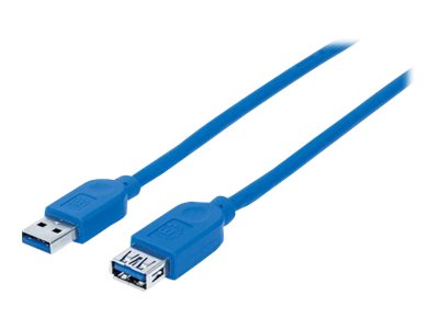 Manhattan USB-A to USB-A Extension Cable, 1m, Male to Female, 5 Gbps (USB 3.2 Gen1 aka USB 3.0), SuperSpeed USB, Blue, Lifetime Warranty, Polybag - USB extension cable - USB Type A to USB Type A - 1 m