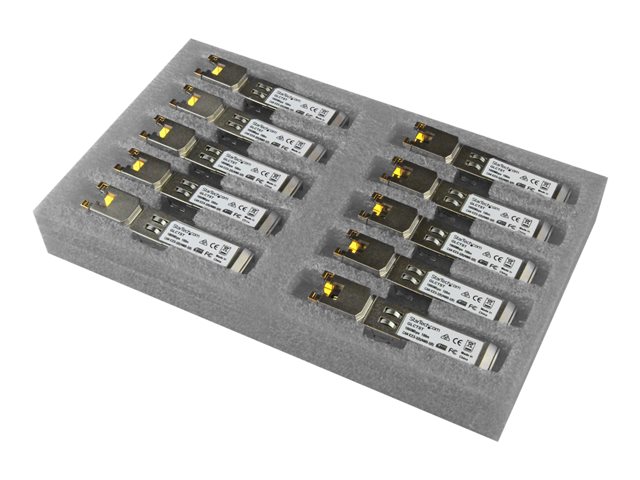 StarTech.com Cisco GLC-T Compatible SFP Module, 1000BASE-T, SFP to RJ45 Cat6/Cat5e, 1GE Gigabit Ethernet SFP, RJ-45 (Copper) 100m, Cisco Firepower, ASR920, IE2000, Mini GBIC Transceiver - Lifetime Warranty (GLCT10PKST) - SFP (mini-GBIC) transceiver module