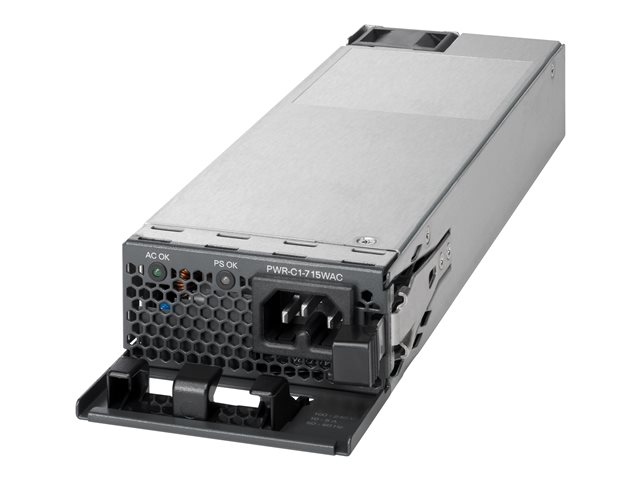 Cisco - Power supply - hot-plug / redundant (plug-in module) - AC 100-240 V - 715 watt - remanufactured - for Catalyst 3850-24, 3850-32, 3850-48, 9300, ONE Catalyst 3850-24, 3850-48