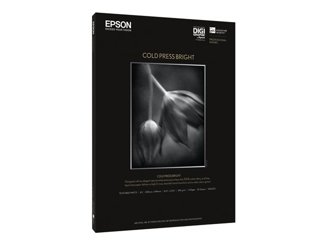 Epson Fine Art Cold Press Bright - rag paper - smooth - 25 sheet(s) - A2 - 340 g/m²