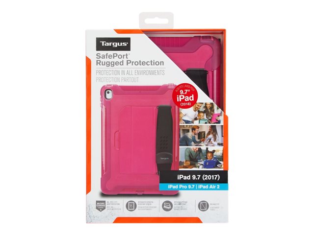 Targus SafePORT Rugged - Protective case for tablet - rugged - hardened polycarbonate, thermoplastic polyurethane (TPU) - pink - 9.7" - for Apple 9.7-inch iPad (5th generation, 6th generation), 9.7-inch iPad Pro, iPad Air 2