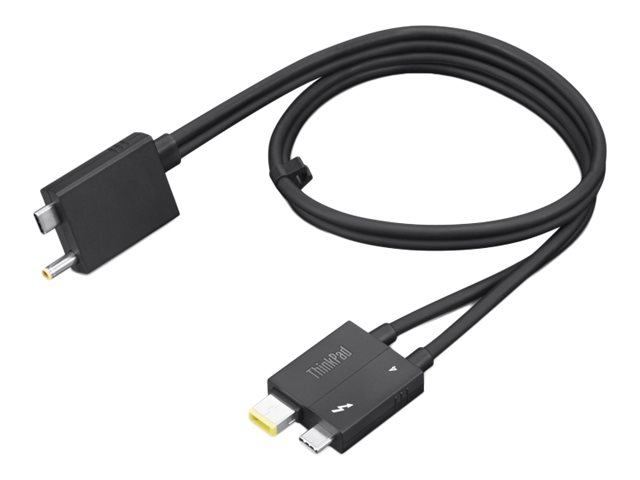 Lenovo Split Cable - Thunderbolt cable - USB-C/power DC jack to USB-C, Slim Tip - Thunderbolt 4 - 70 cm - black - for ThinkCentre M75t Gen 2 11W5