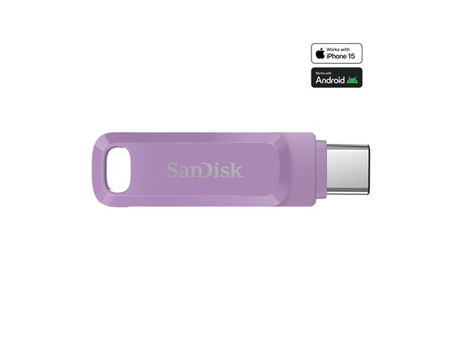 SanDisk Ultra Dual Drive Go - USB flash drive - 256 GB - USB 3.2 Gen 1 / USB-C - lavender