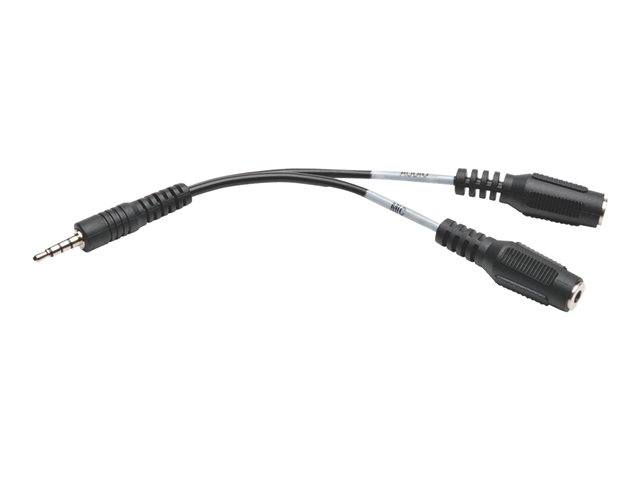Eaton Tripp Lite Series 3.5 mm 3-Position to 3.5 mm 4-Position Audio Headset Splitter Adapter Cable (2xF/M), 6 in. (15.2 cm) - headset splitter - 15 cm