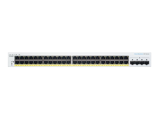 Cisco Business 220 Series CBS220-48P-4G - Switch - smart - 48 x 10/100/1000 (PoE+) + 4 x Gigabit SFP (uplink) - rack-mountable - PoE+ (382 W)