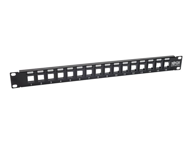 Eaton Tripp Lite Series 16-Port 1U Rack-Mount Unshielded Blank Keystone/Multimedia Patch Panel, RJ45 Ethernet, USB, HDMI, Cat5e/6 - patch panel - 1U - 19"