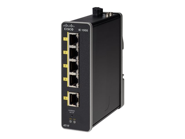 Cisco Industrial Ethernet 1000 Series - Switch - Managed - 1 x 10/100 (uplink) + 4 x 10/100 (downlink) - DIN rail mountable - DC power