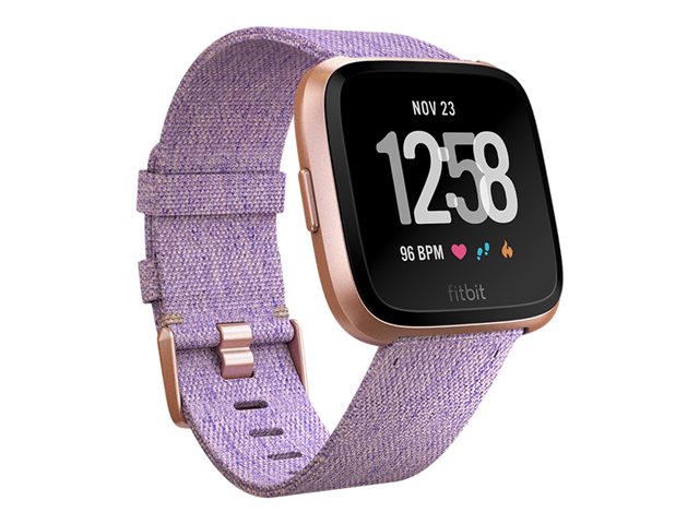 Fitbit Versa - Rose gold - smart watch with woven band - periwinkle - Bluetooth, NFC