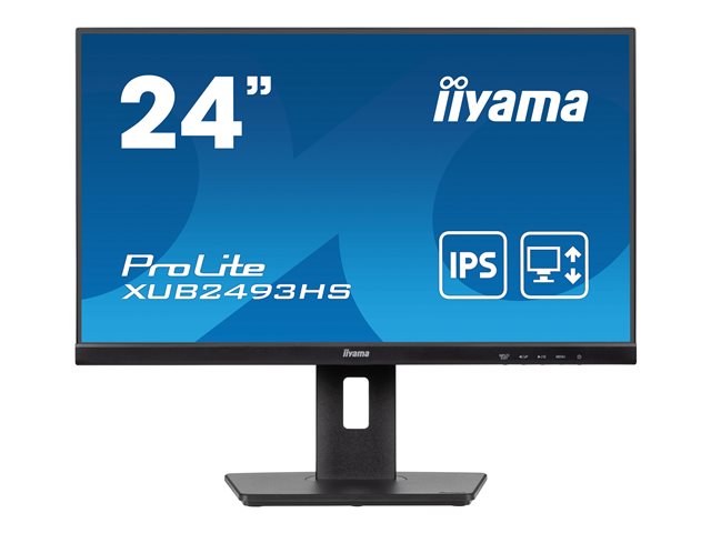 iiyama ProLite XUB2493HS-B6 - LED monitor - 24" (23.8" viewable) - 1920 x 1080 Full HD (1080p) @ 100 Hz - IPS - 250 cd/m² - 1300:1 - 0.5 ms - HDMI, DisplayPort - speakers - black, matte