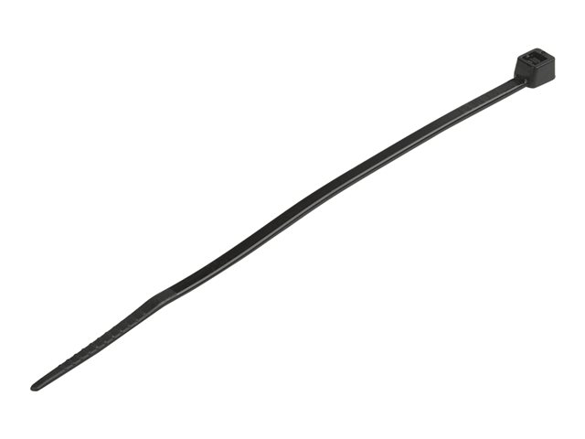 Startech 4"(10cm) Cable Ties, 1/16"(2mm) wide, 7/8"(22mm) Bundle Diameter, 18lb(8kg) Tensile Strength, Nylon Self Locking Zip Ties with Curved Tip, 94V-2/UL Listed, 100 Pack, Black - Nylon 66 Plastic - TAA (CBMZT4B) - Cable tie - 10.16 cm - black - TAA Co
