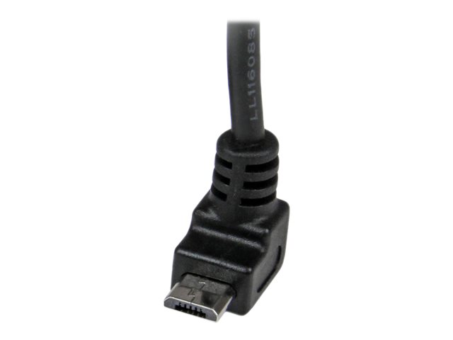 StarTech 1m Micro USB Cable Cord - A to Up Angle Micro B - Up Angled Micro USB Cable - 1x USB A (M), 1x USB Micro B (M) - Black (USBAUB1MU) - USB cable - Micro-USB Type B (M) to USB (M) - USB 2.0 - 1 m - molded, 90° connector - black