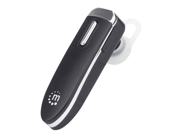 Manhattan Single Ear Bluetooth Headset (Clearance Pricing), Omnidirectional Mic, Integrated Controls, Black, 10 hour usage time, Range 10m, USB-A charging cable included, Bluetooth v4.0, 3 year warranty, Boxed - headset