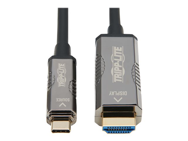 Eaton Tripp Lite Series High-Speed USB-C to HDMI Fiber Active Optical Cable (AOC) - UHD 4K 60 Hz, HDR, CL3 Rated, Black, 10 m - Adapter cable - USB-C male to HDMI male - 10 m - black - 4K support, Active Optical Cable (AOC)