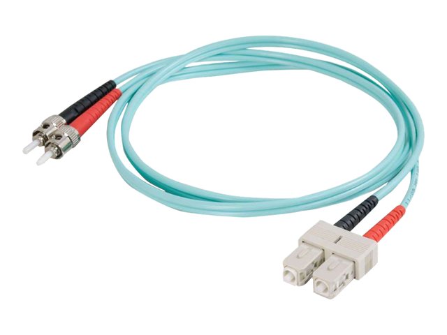 C2G SC-ST 10Gb 50/125 OM3 Duplex Multimode PVC Fiber Optic Cable (LSZH) - Network cable - ST multi-mode (M) to SC multi-mode (M) - 10 m - 10 m - fibre optic - duplex - 50 / 125 micron - OM3 - halogen-free - aqua