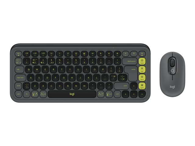 Logitech POP Icon Combo - Keyboard and mouse set - wireless - Bluetooth LE - QWERTY - UK - graphite, green