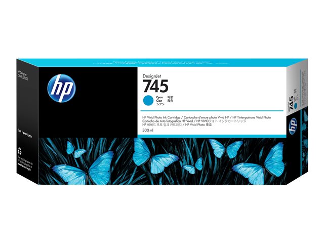 HP 745 - 300 ml - high capacity - cyan - original - DesignJet - ink cartridge - for DesignJet Z2600 PostScript, Z5600 PostScript