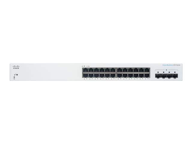 Cisco Business 220 Series CBS220-24T-4G - Switch - smart - 24 x 10/100/1000 + 4 x Gigabit SFP (uplink) - rack-mountable