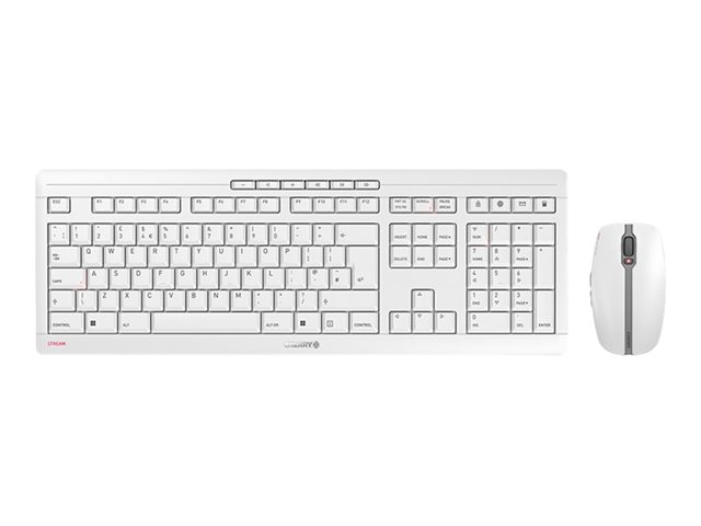 CHERRY STREAM DESKTOP RECHARGE - Keyboard and mouse set - wireless - 2.4 GHz - QWERTY - UK - key switch: CHERRY SX - pale grey