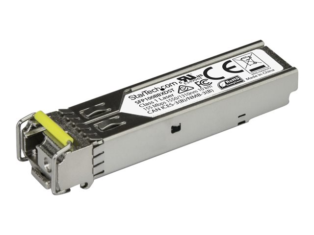 Startech MSA Uncoded SFP Module, 100BASE-BX, 100Mb Ethernet Bi-Directional (BiDi) Fiber Single Strand SFP Transceiver (SMF), LC 10km , Mini GBIC Transceiver SFP Module, Downstream - Lifetime Warranty (SFP100BBXDST) - SFP (mini-GBIC) transceiver module - 1