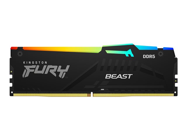 Kingston FURY Beast RGB - DDR5 - module - 16 GB - DIMM 288-pin - 6400 MHz / PC5-51200 - CL32 - 1.4 V - unbuffered - on-die ECC - black