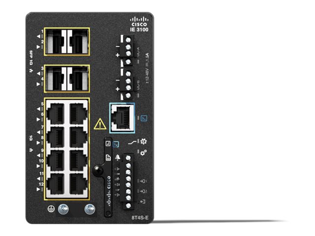 Cisco Catalyst IE3100 Rugged Series - Network Essentials - switch - Managed - 8 x 10/100/1000 + 4 x Gigabit SFP (uplink) - DIN rail mountable