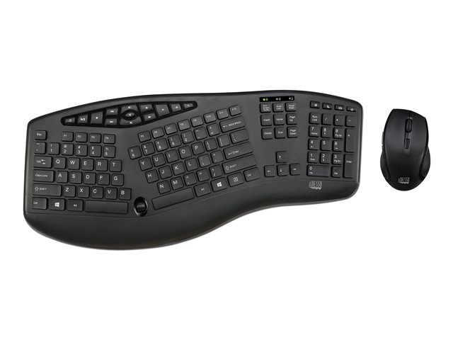 Adesso Tru-Form WKB-1600CB - keyboard and mouse set - with scroll wheel - UK - black