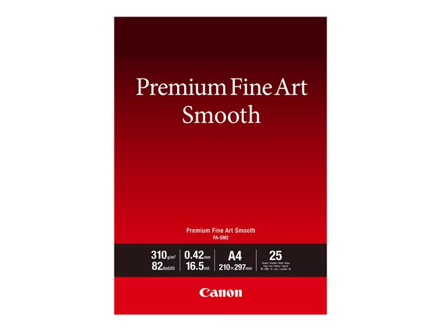 Canon Premium Fine Art FA-SM2 - Smooth - 16.5 mil - A4 (210 x 297 mm) - 310 g/m² - 82 lbs - 25 sheet(s) photo paper - for imagePROGRAF PRO-1000, PRO-300, PIXMA PRO-10S