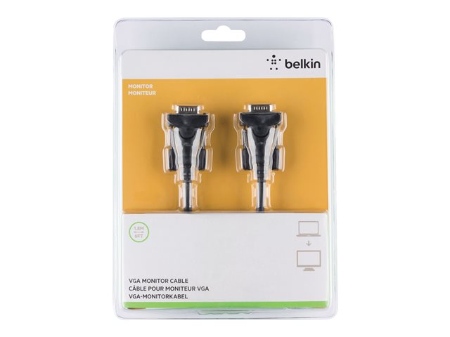 Belkin PC Monitor Cable - VGA cable - HD-15 (M) to HD-15 (M) - 1.8 m - molded, stranded, thumbscrews