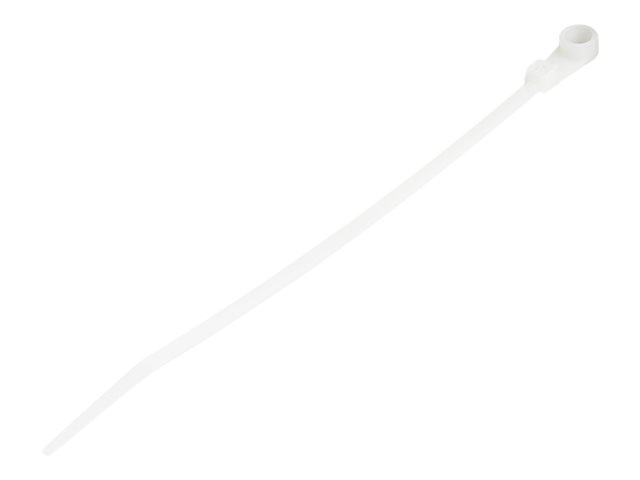 Startech 15cm(6") Cable Ties with Mounting Hole, 3mm(1/8") wide, 40mm(1-1/2") Bundle Dia. 18kg(40lb) Tensile Strength, Nylon 66 Self Locking Ties with Screw Hole, UL Listed, 100 Pack - UL94 V-2 Rated - TAA (CBMZTS10N6) - Cable tie - 17.2 cm - white - TAA