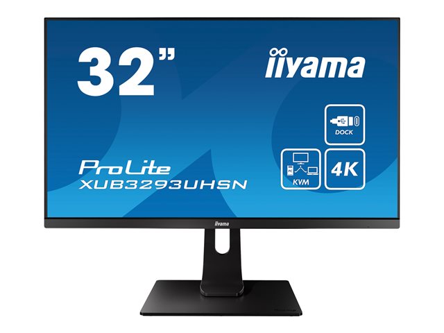 iiyama ProLite XUB3293UHSN-B1 - LED monitor - 31.5" - 3840 x 2160 4K @ 60 Hz - IPS - 350 cd/mï¿½ - 1000:1 - 4 ms - HDMI, DisplayPort, USB-C - speakers - matte black