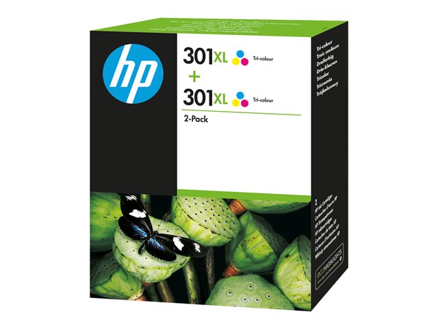 HP 301XL - 2-pack - High Yield - colour (cyan, magenta, yellow) - original - ink cartridge