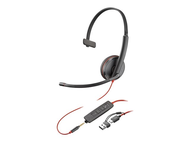 HP Poly Blackwire 3215 - Blackwire 3200 Series - headset - on-ear - wired - 3.5 mm jack, USB-C - black - Certified for Skype for Business, Avaya Certified, Cisco Jabber Certified, UC certified