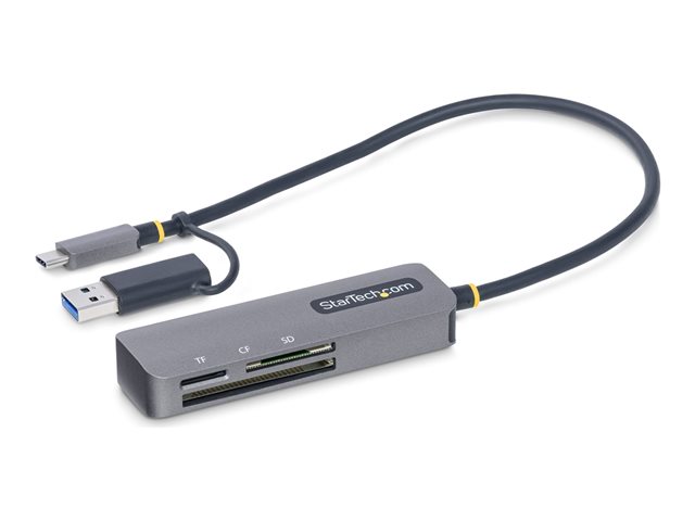 Startech USB 3.0 Multi-Media Memory Card Reader, SD/microSD/CompactFlash Card Reader, Portable USB 5Gbps Card Adapter, External USB-C Card Reader with Attached USB-A Adapter - Works with Any Operating System (FCREADMICRO3V2) - Card reader (CF II, SDHC, mi