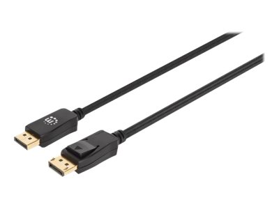 Manhattan DisplayPort 1.4 Cable, 8K@60hz, 1m, Braided Cable, Male to Male, With Latches, Fully Shielded, Black, Lifetime Warranty, Polybag - DisplayPort cable - DisplayPort to DisplayPort - 1 m