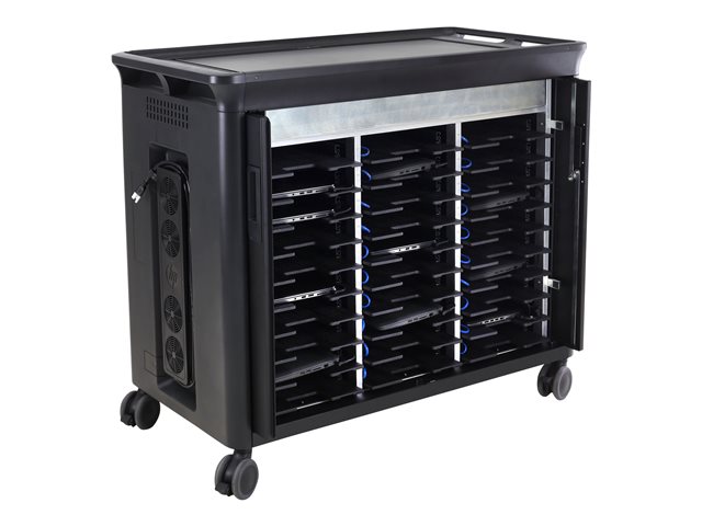 HP 30 Managed Charging Cart V2 - cart - open architecture - for 30 notebooks - HP black
