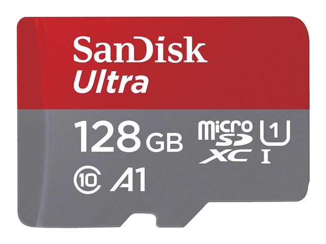 SanDisk Ultra - Flash memory card (microSDXC to SD adapter included) - 128 GB - A1 / UHS-I U1 / Class10 - microSDXC UHS-I