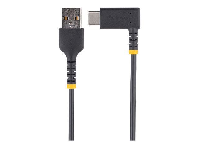 StarTech 3ft (1m) USB A to C Charging Cable Right Angle, Heavy Duty Fast Charge USB-C Cable, USB 2.0 A to Type-C, Durable and Rugged Aramid Fiber, 3A, S20/iPad/Pixel - High Quality USB Charging Cord (R2ACR-1M-USB-CABLE) - USB cable - USB (M) straight to U