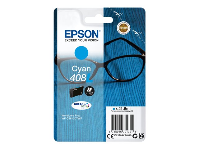 Epson 408L - 21.6 ml - cyan - original - blister - ink cartridge - for WorkForce Pro WF-C4810DTWF