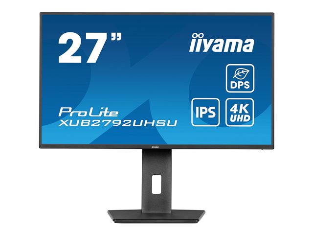 iiyama ProLite XUB2792UHSU-B6 - LED monitor - 27" - 3840 x 2160 4K @ 60 Hz - IPS - 350 cd/m² - 1300:1 - 4 ms - HDMI, DisplayPort, USB-C - speakers - matte black