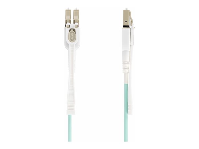 StarTech.com 3m (10ft) LC to LC (UPC) OM4 Multimode Fiber Optic Cable w/Push Pull Tabs, 50/125µm, 100G Networks, Bend Insensitive, Low Insertion Loss - LSZH Fiber Patch Cord (450FBLCLC3PP) - patch cable - 3 m - 3 m - aqua