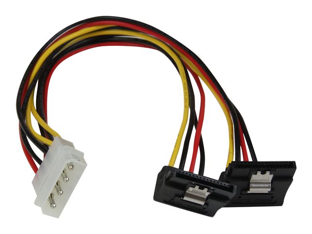 StarTech.com 12in LP4 to 2x Right Angle Latching SATA Power Y Cable Splitter - 4 Pin LP4 to Dual 90 Degree Latching SATA Y Splitter - power adapter - 4 PIN internal power to SATA power - 30 cm